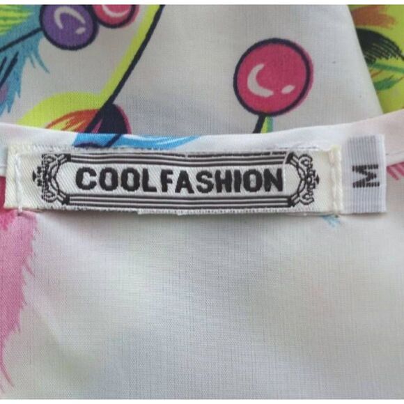 COOL FASHION MULTICOLOR FEATHER PRINT DRESS SZ.M EUC. - Picture 7 of 9